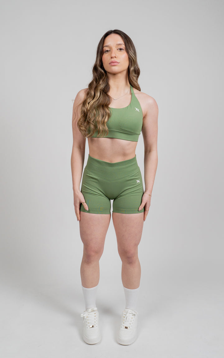 Sculpt Halter Top - Verde Oliva